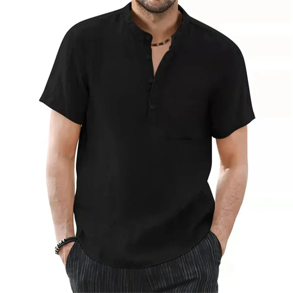 Archer | Men Linen Collar Short Sleeve Summer Shirt TARHUS  Men Shirts