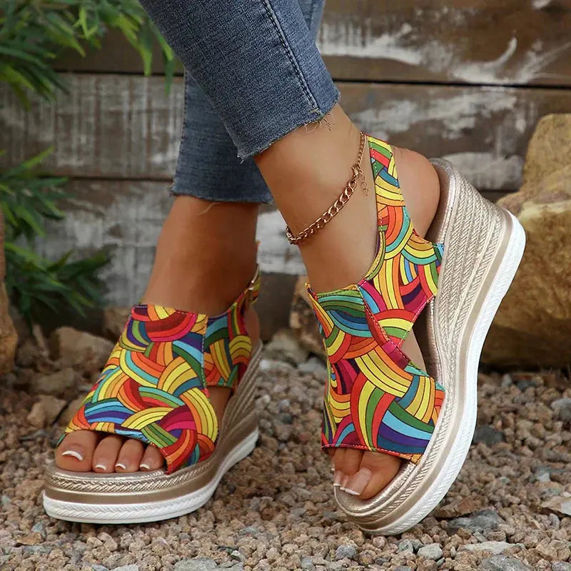 Colorful Platform Wedge Sandals for Women - TARHUS