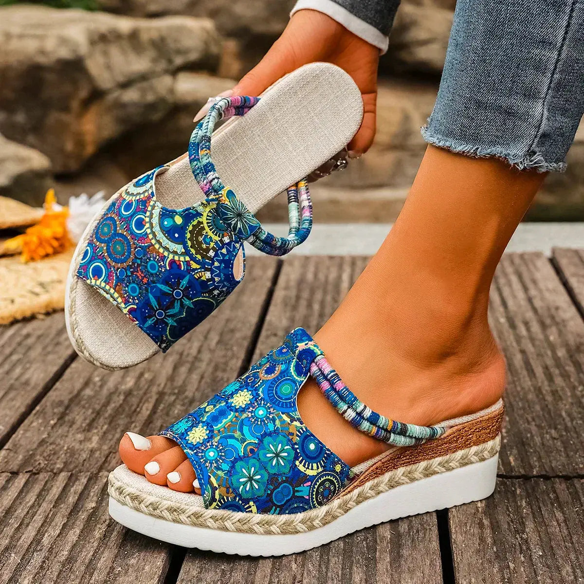 Colorful Platform Wedge Sandals for Women - TARHUS