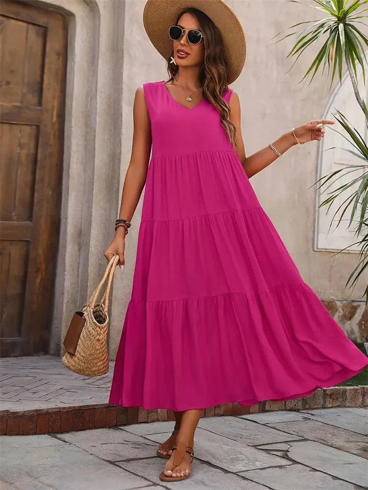 Florence | Women’s Sleeveless Tiered Maxi Summer Dress TARHUS