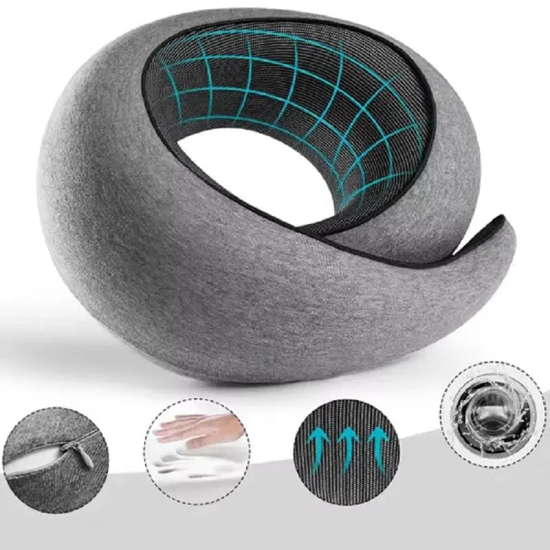 Memory Foam Travel Neck Pillow – Snail Style U-Shaped Comfort - TARHUS