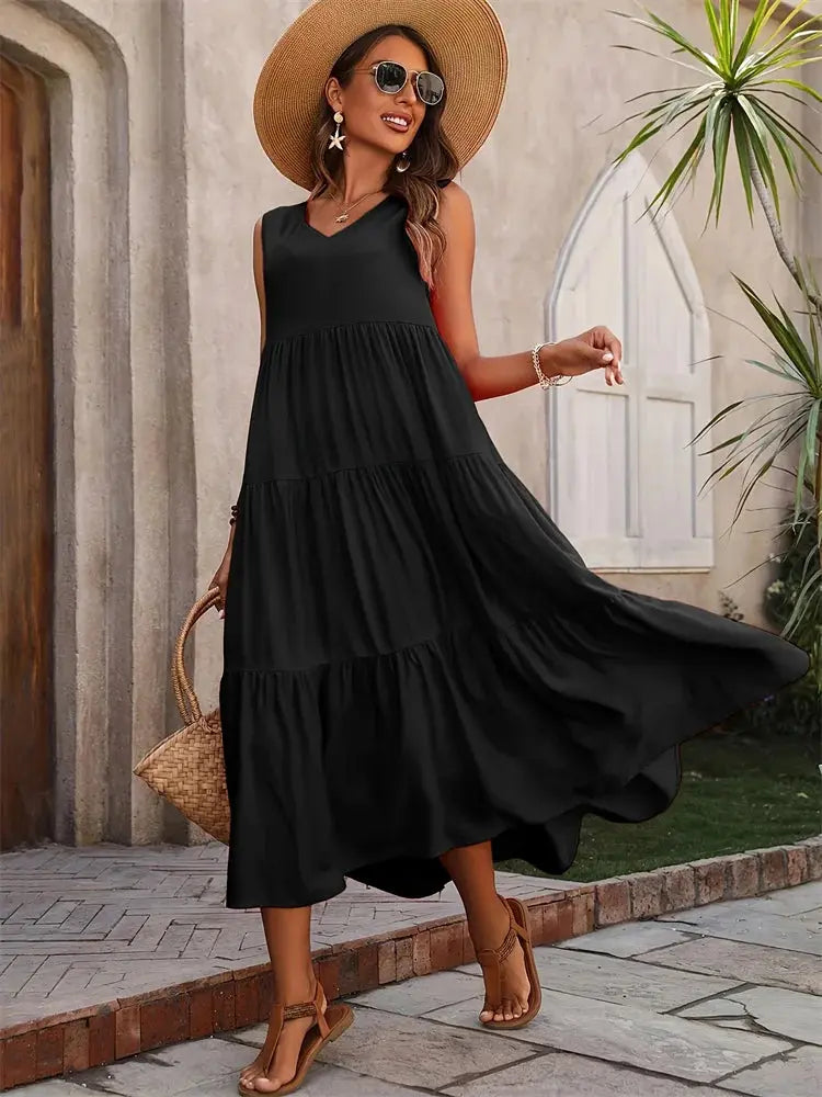 Florence | Women’s Sleeveless Tiered Maxi Summer Dress TARHUS