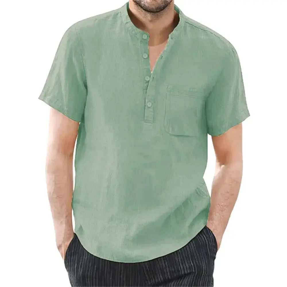 Archer | Men Linen Collar Short Sleeve Summer Shirt TARHUS  Men Shirts