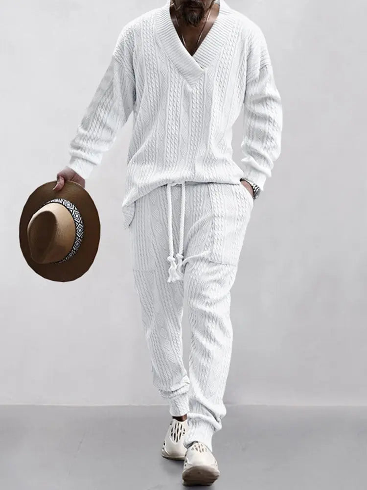 Men’s Knit Lounge Set – Cozy Streetwear Loungewear Tracksuit - TARHUS