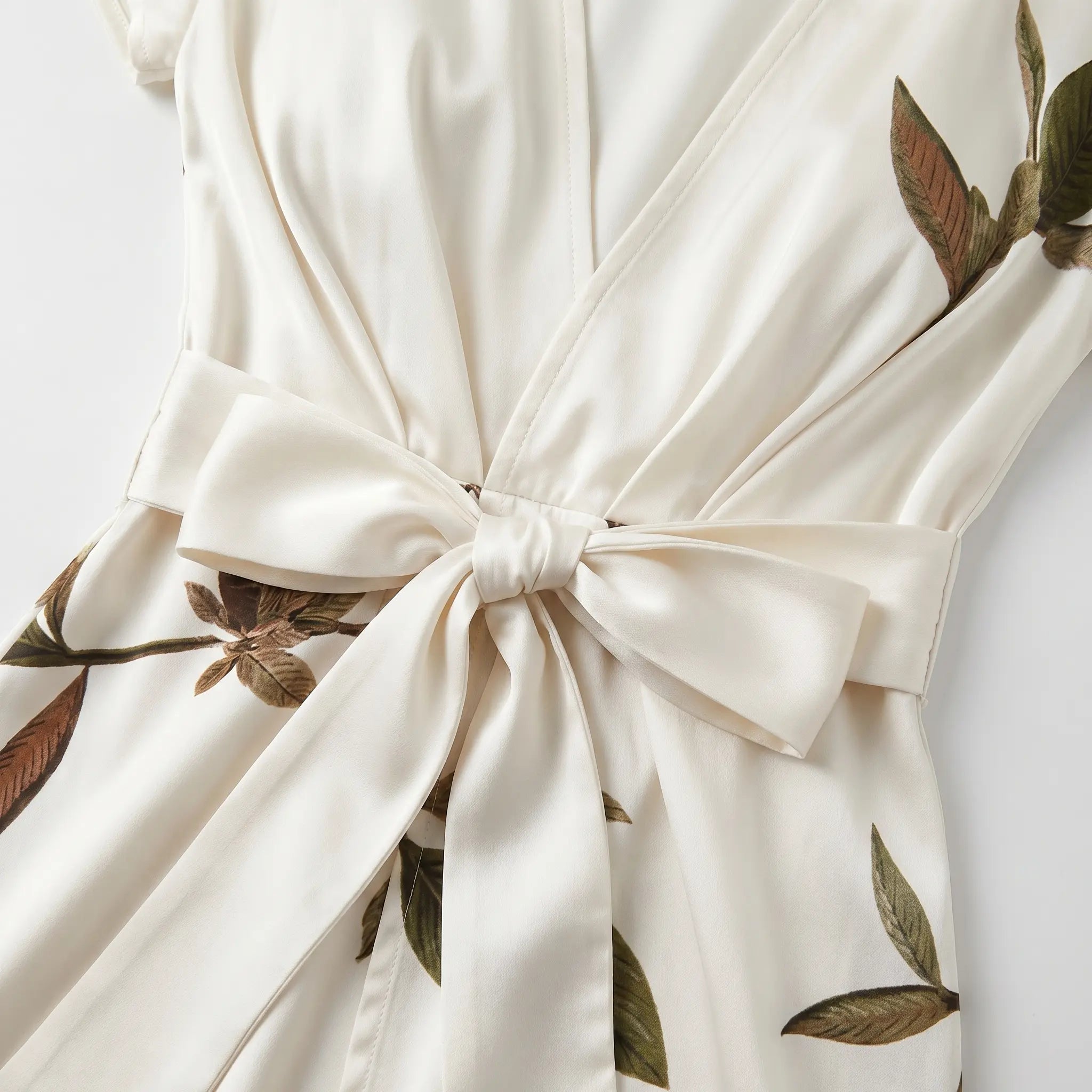 Satin Wrap Midi Dress with Leaf Print for Women TARHUS  SS - Womens - Midi Dress