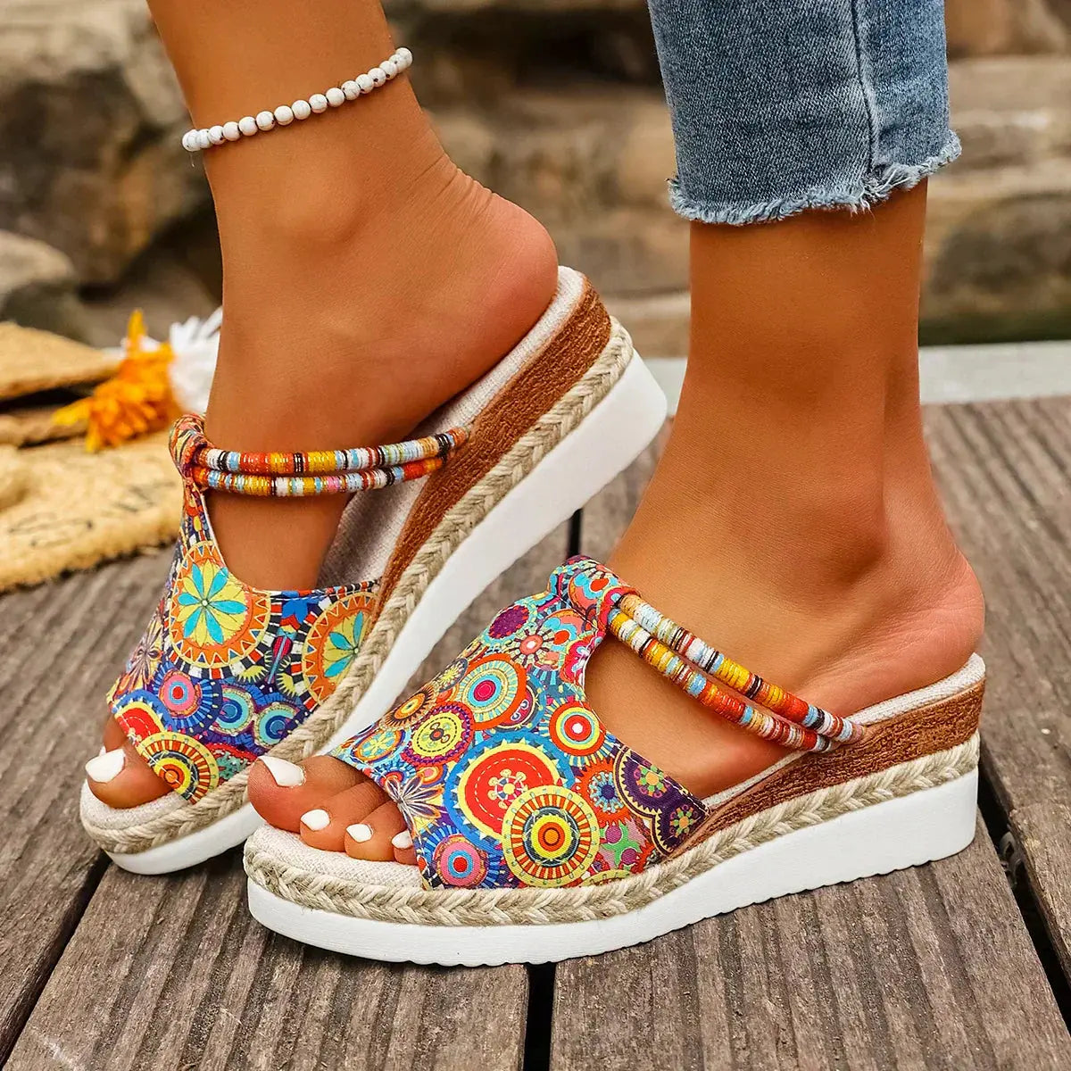 Colorful Platform Wedge Sandals for Women - TARHUS