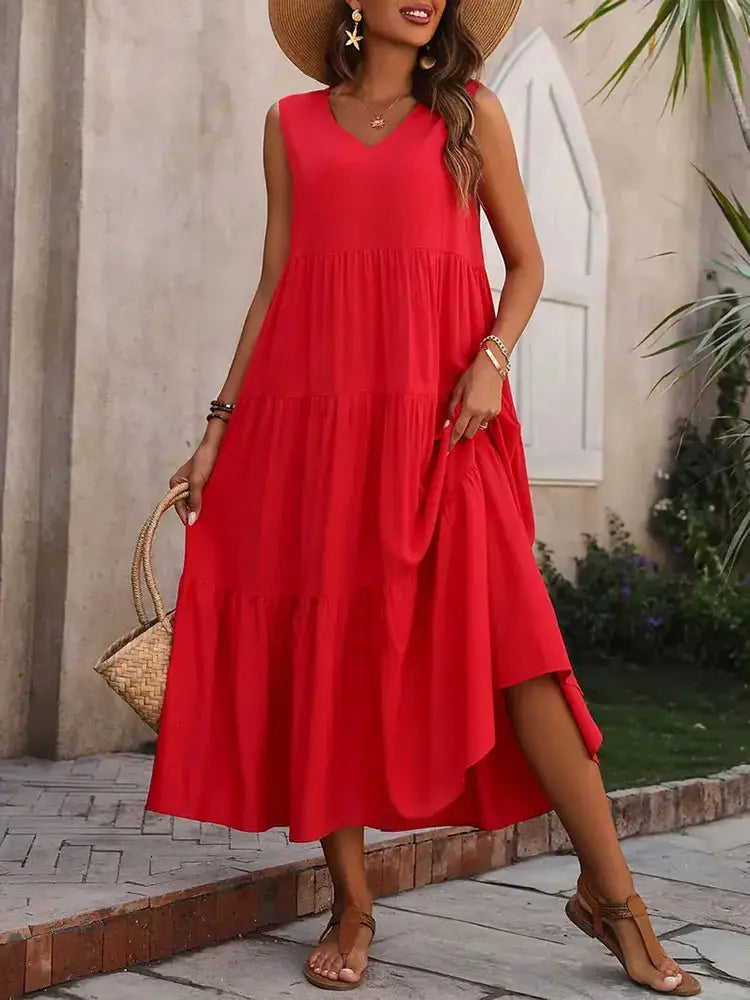 Florence | Women’s Sleeveless Tiered Maxi Summer Dress TARHUS