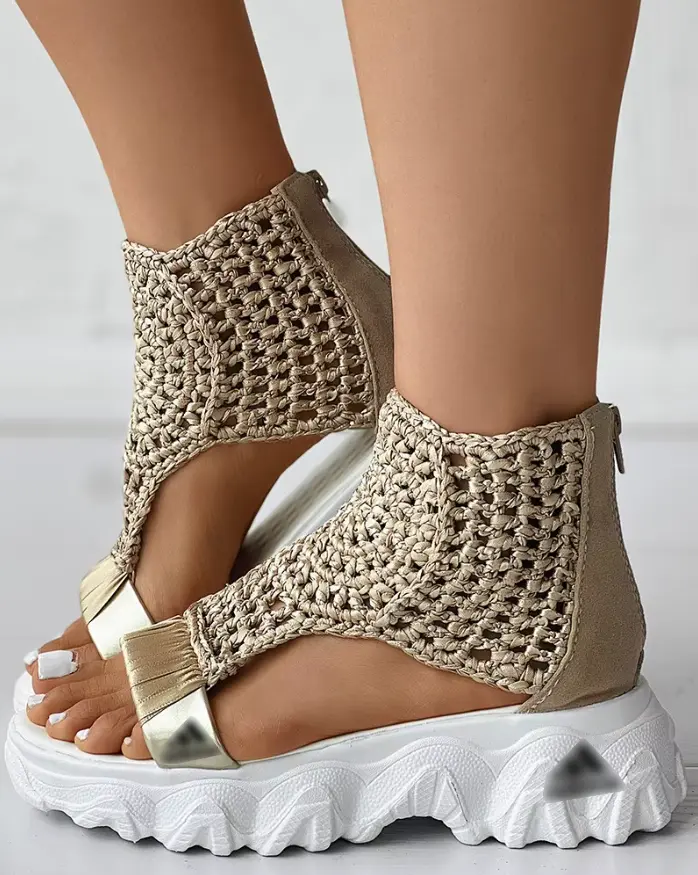 Knit Wedge Sandals - TARHUS