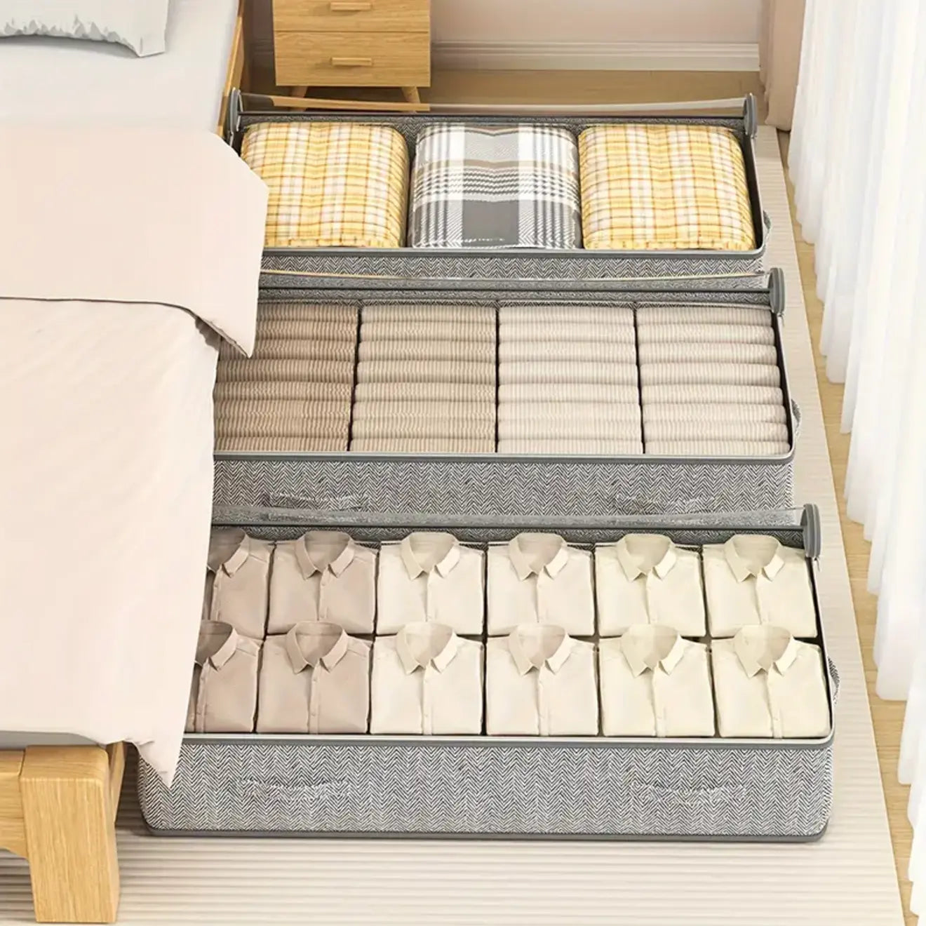 Extra Large Under Bed Storage Bags – Foldable Clothes Organizer with Zipper & Handles - TARHUS