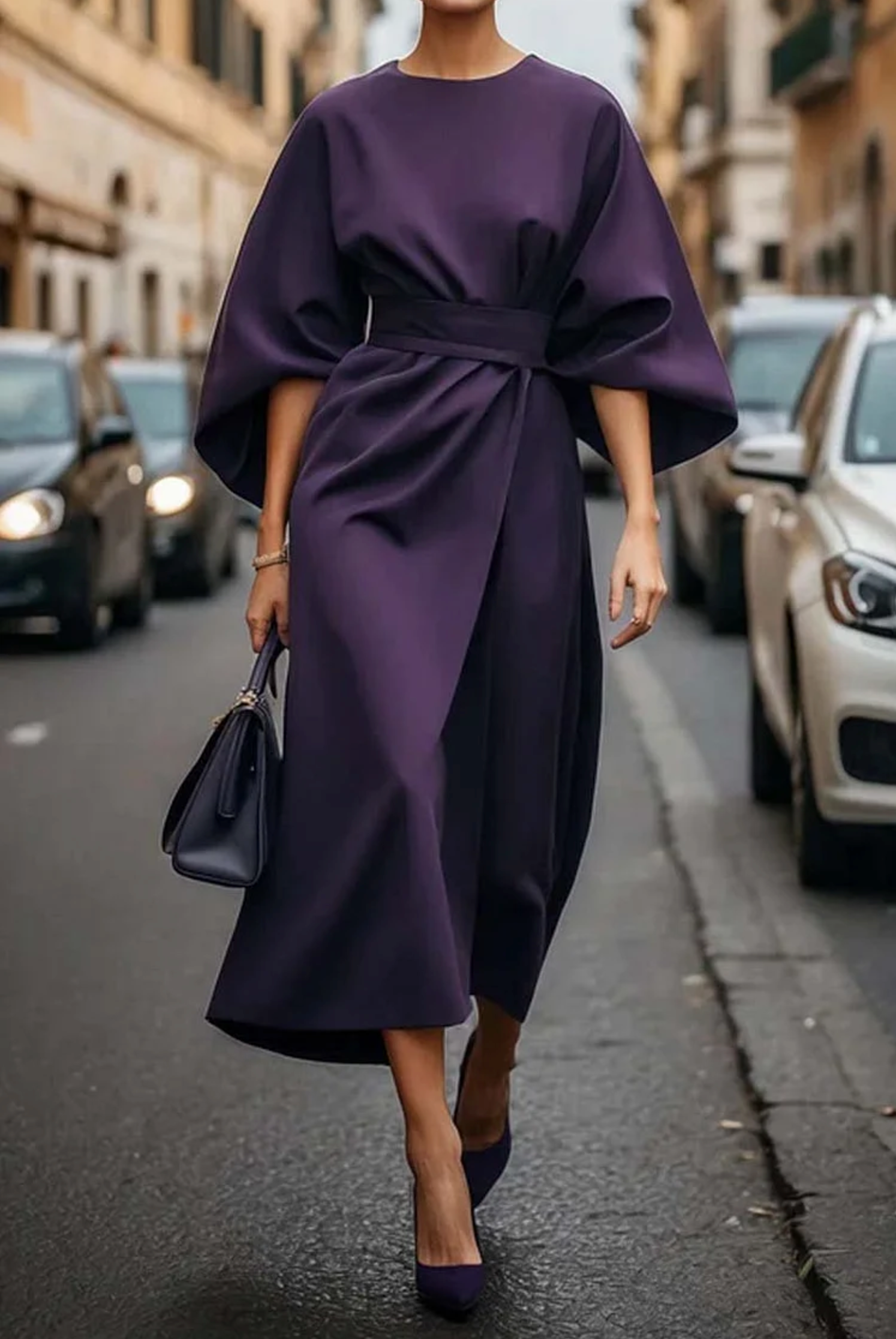 Elegant Belted Maxi Dress with Flowy Design TARHUS  Maxi Dresses (Women)