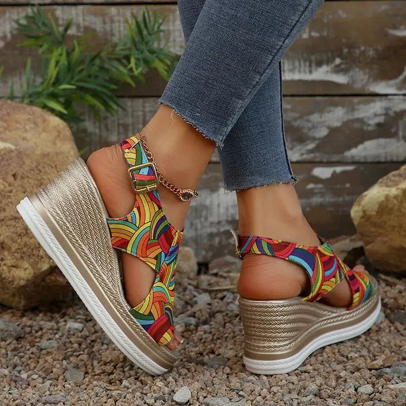 Colorful Platform Wedge Sandals for Women - TARHUS