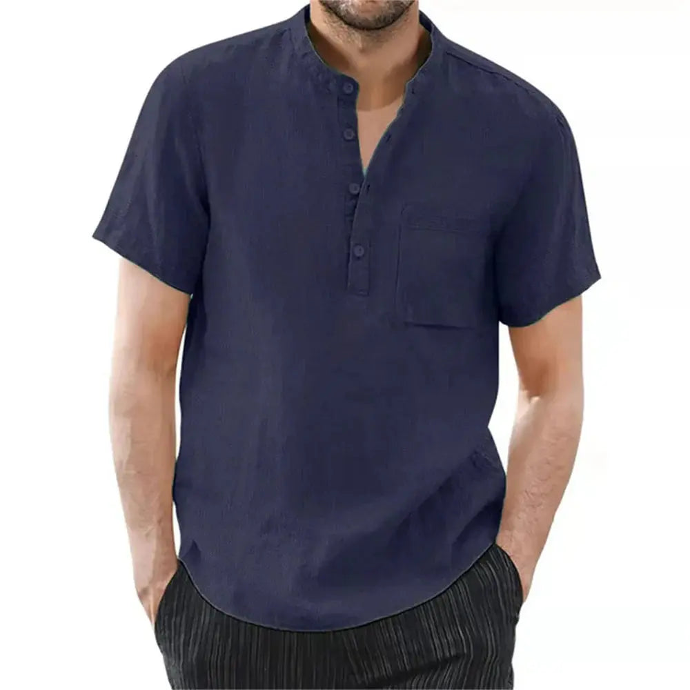 Archer | Men Linen Collar Short Sleeve Summer Shirt TARHUS  Men Shirts