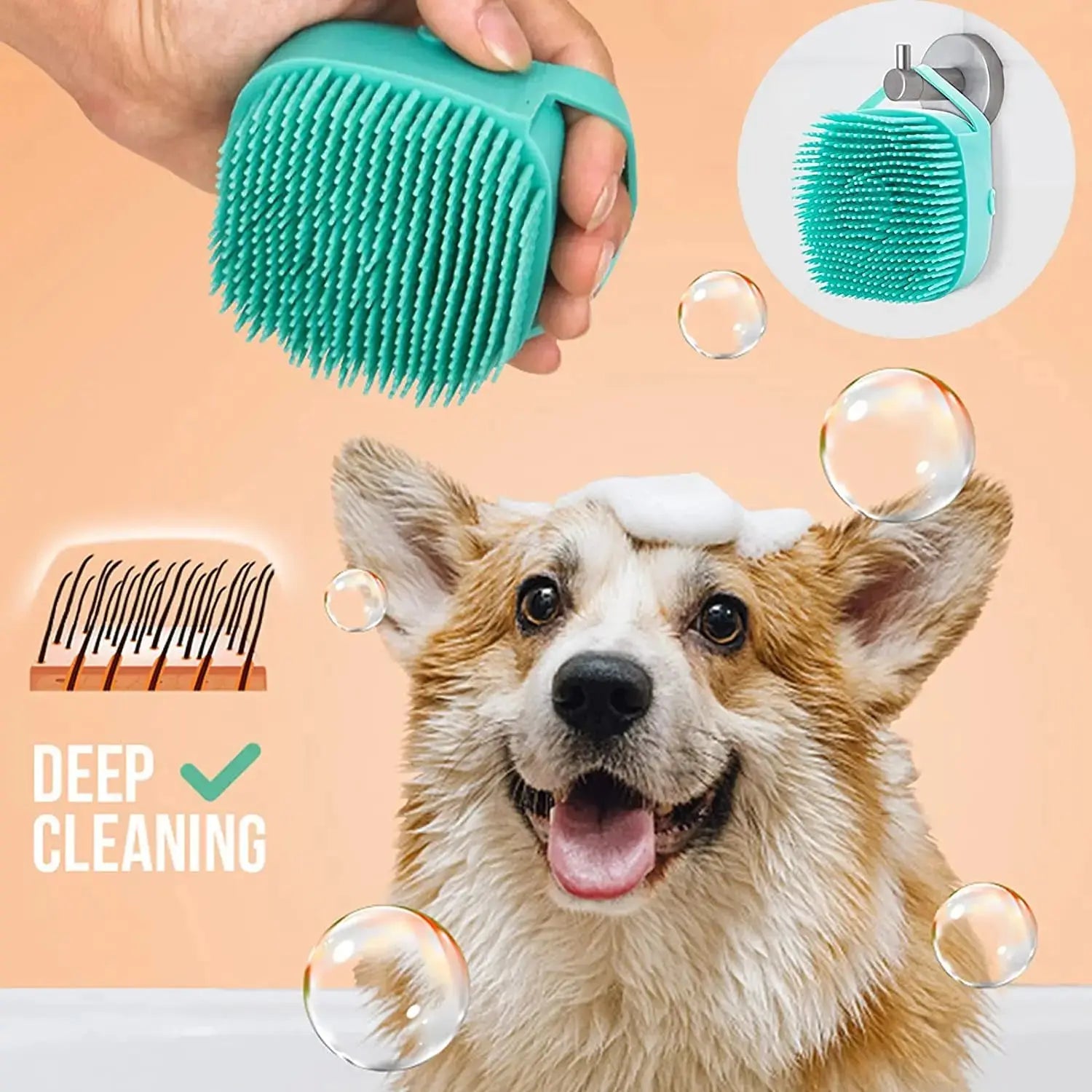 Dog Bath & Grooming Brush – 2-in-1 Shampoo & Massage Tool - TARHUS