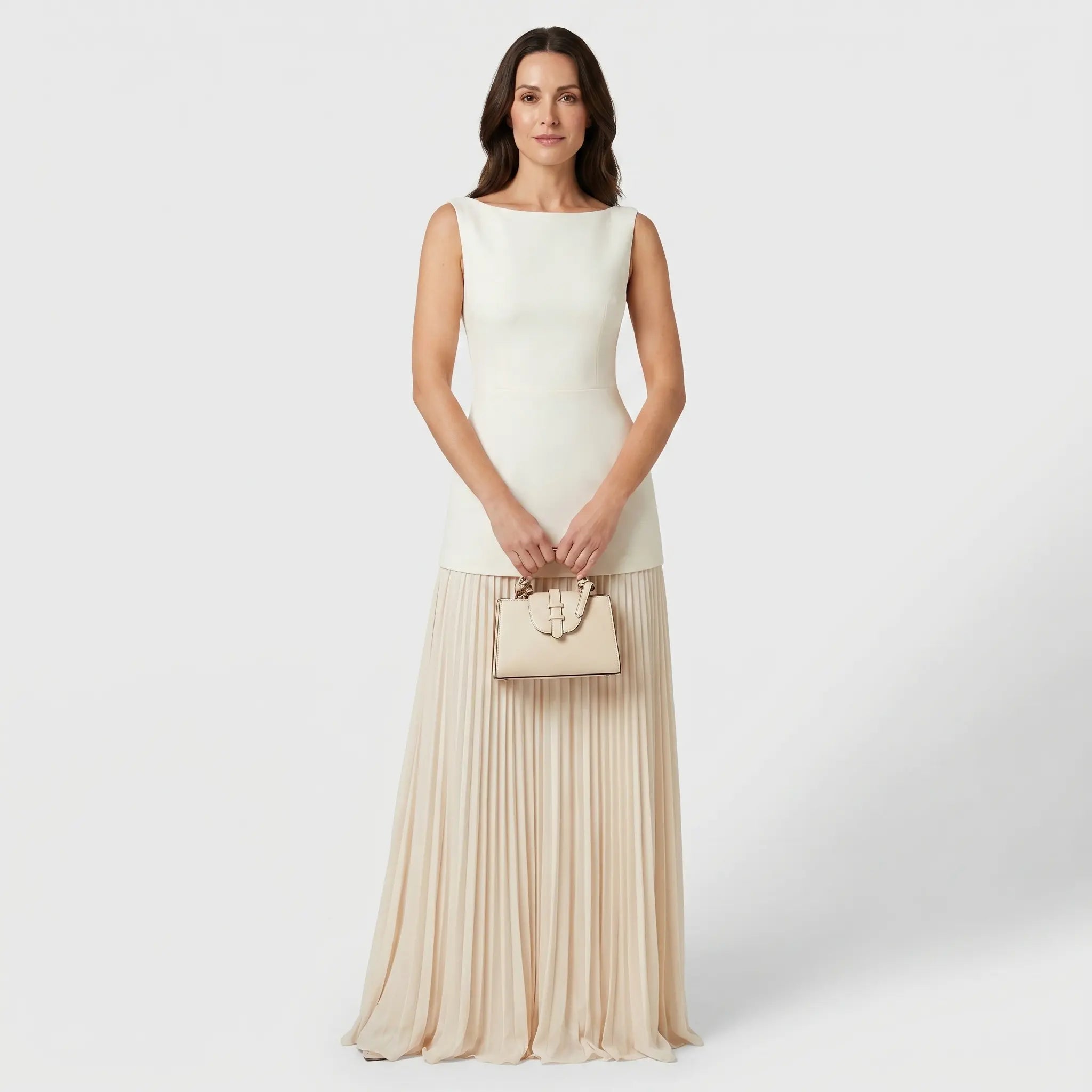 Sleeveless Fitted Bodice Pleated Maxi Evening Dress for Women TARHUS  AS - Womens - Maxi Dress