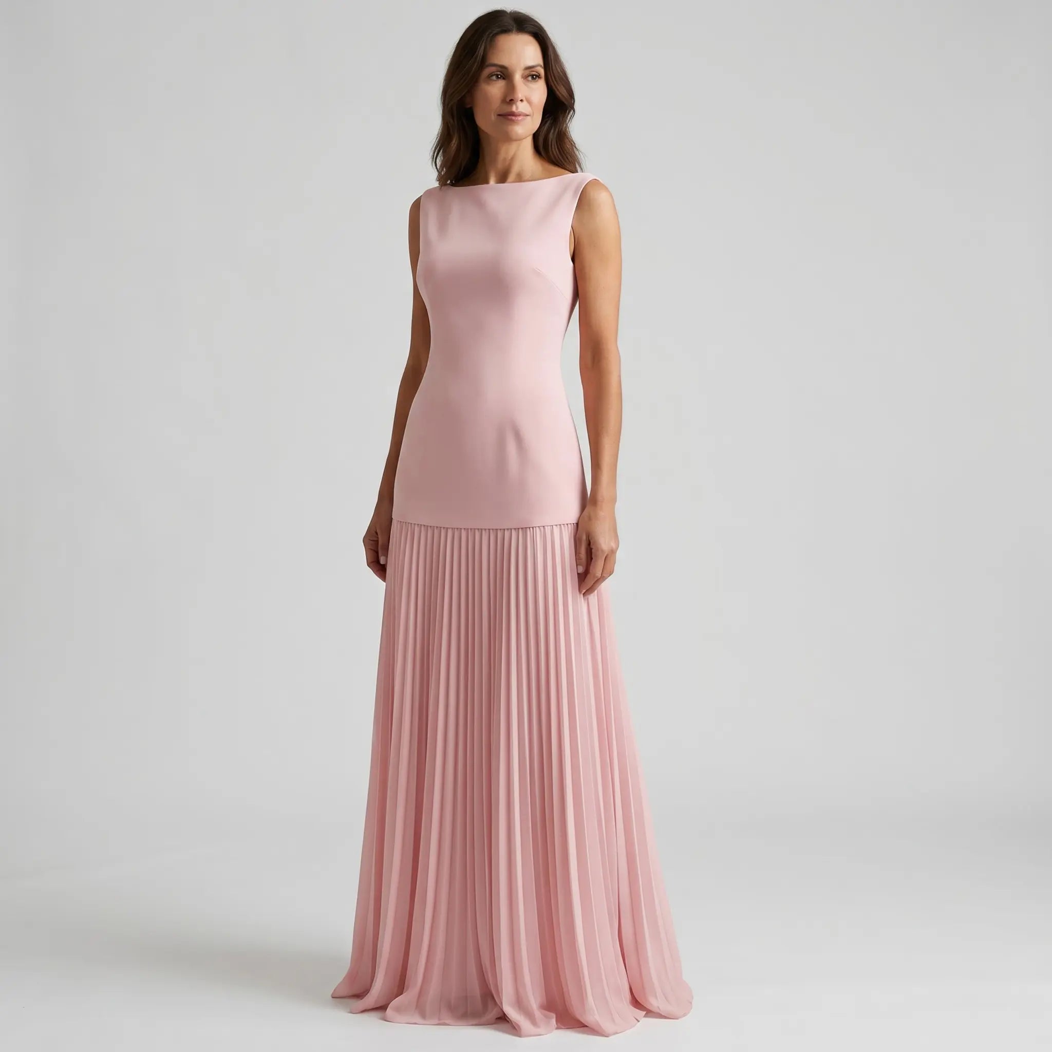 Sleeveless Fitted Bodice Pleated Maxi Evening Dress for Women TARHUS  AS - Womens - Maxi Dress