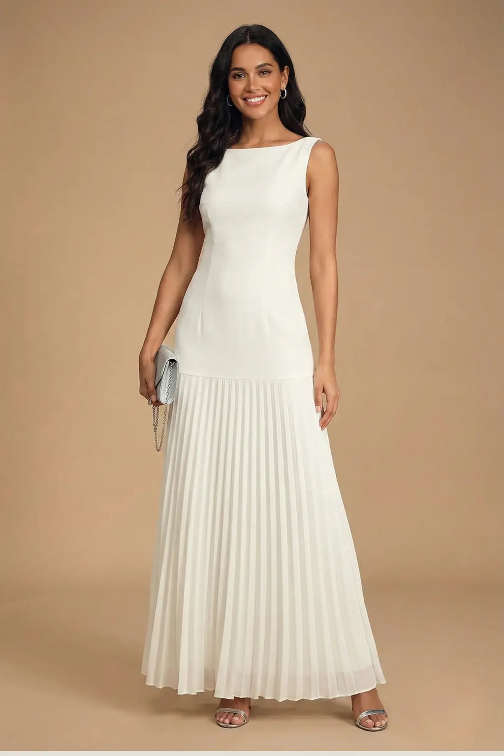 Sleeveless Fitted Bodice Pleated Maxi Evening Dress for Women TARHUS  AS - Womens - Maxi Dress