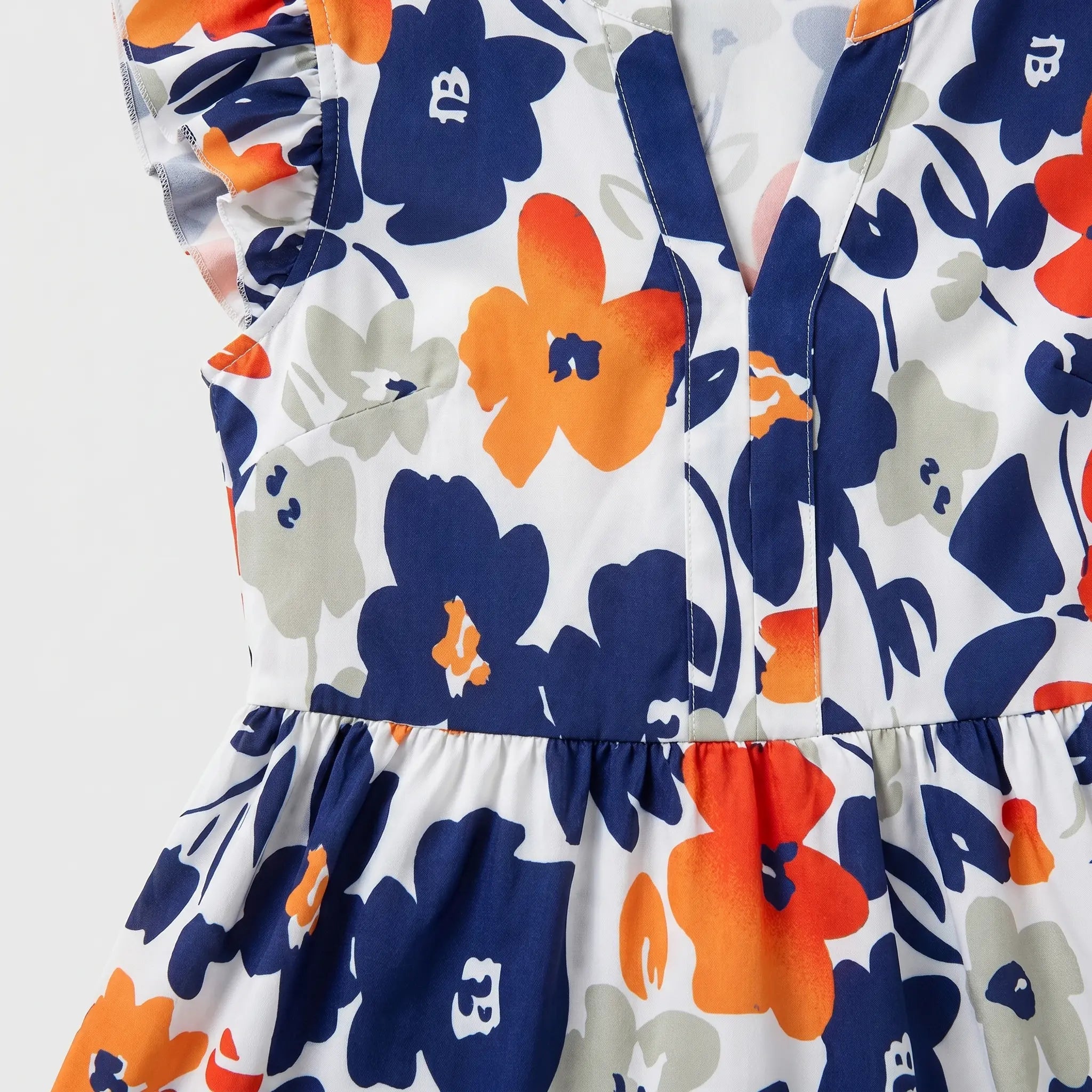 Tiered Mini Floral Dress with V-neck, Flutter Sleeves for Women TARHUS  SS - Womens - Mini Dress