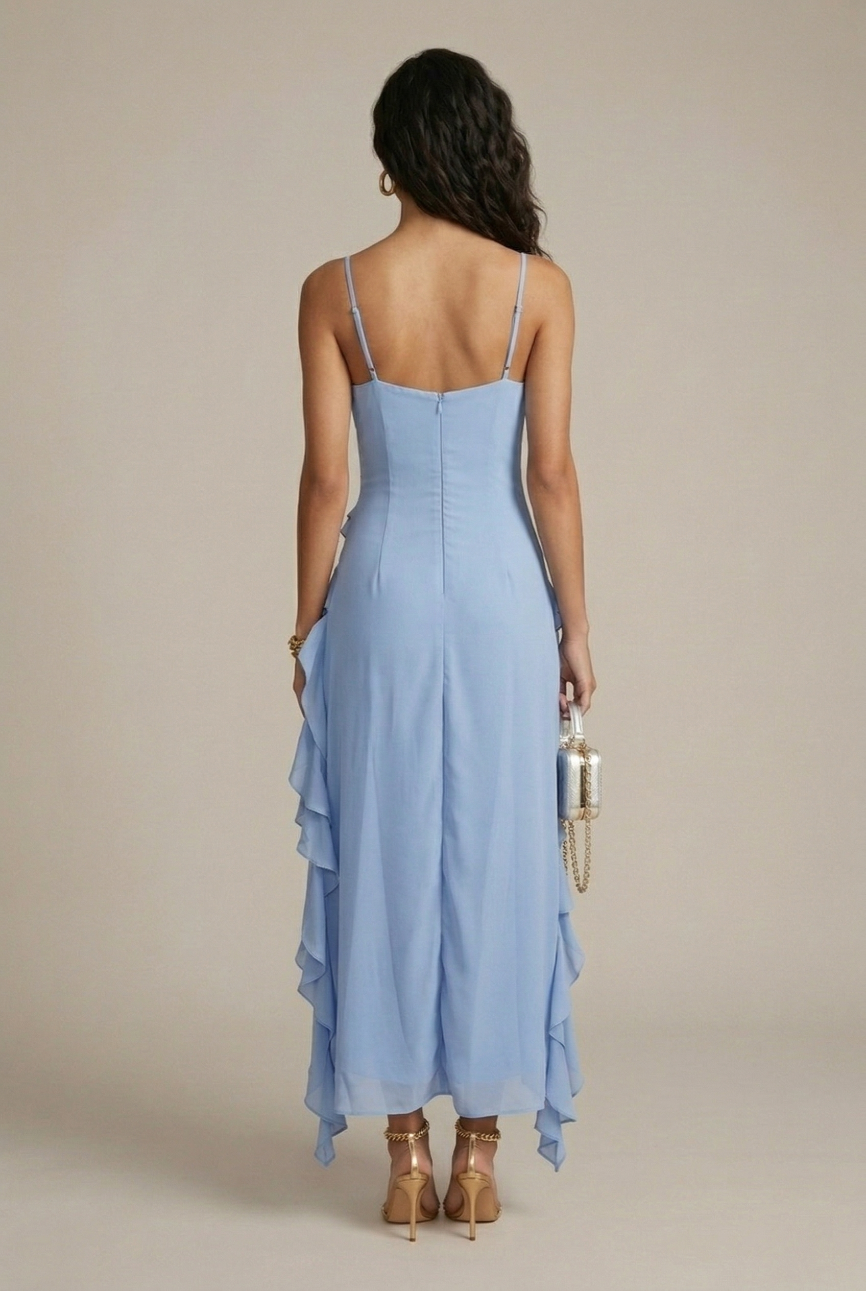Women's Ruffle V-Neck High Low Dress - Tiered - Wedding Guest TARHUS  Dress Women