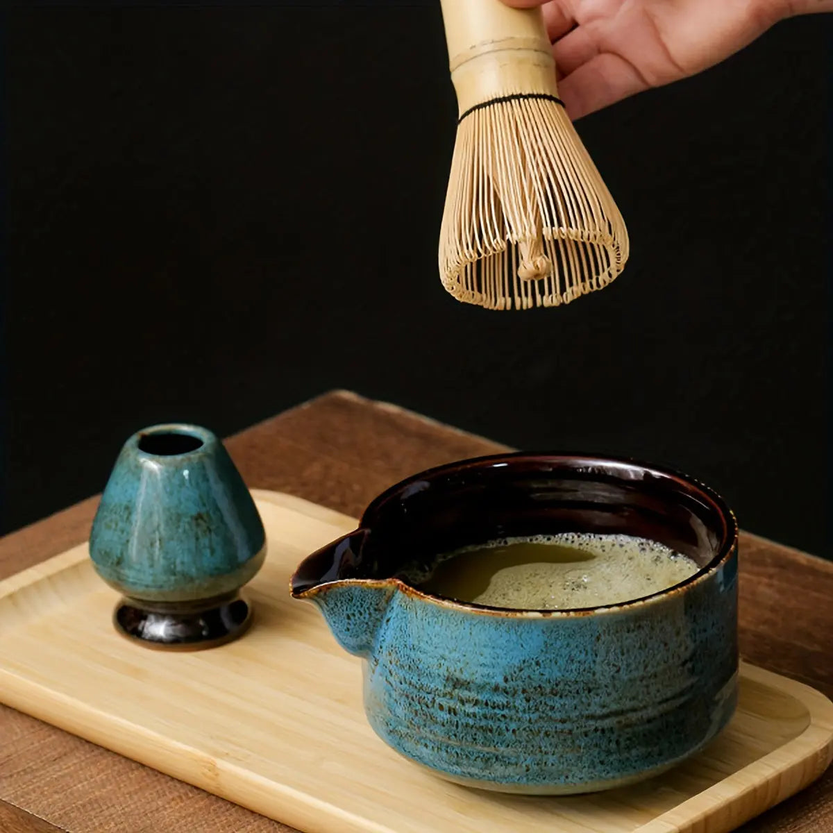 Matcha Tea Set – Bamboo Whisk, Scoop, Stand & Bowl | 3pcs/4pcs - TARHUS