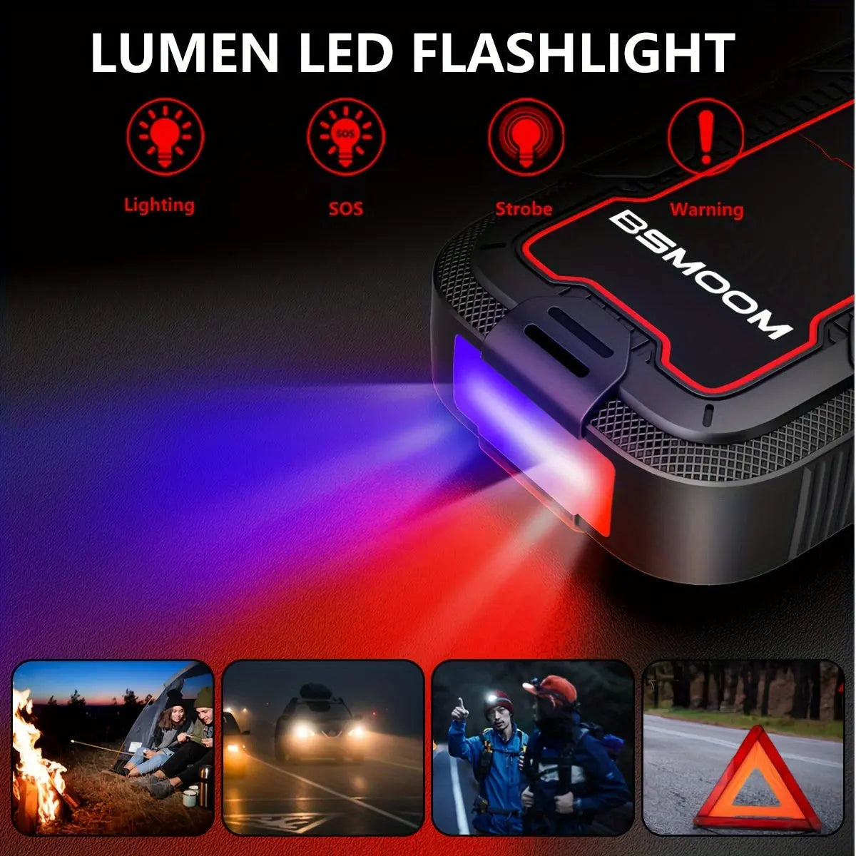 PowerSpark™ 12V Lithium Car Jump Starter – 26800mAh Battery Booster Pack with LED Flashlight & LCD Display - TARHUS