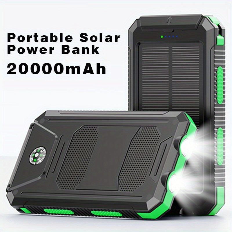 Portable Solar Power Bank with Dual USB Ports & LED Flashlight TARHUS  Electronics & Accessories