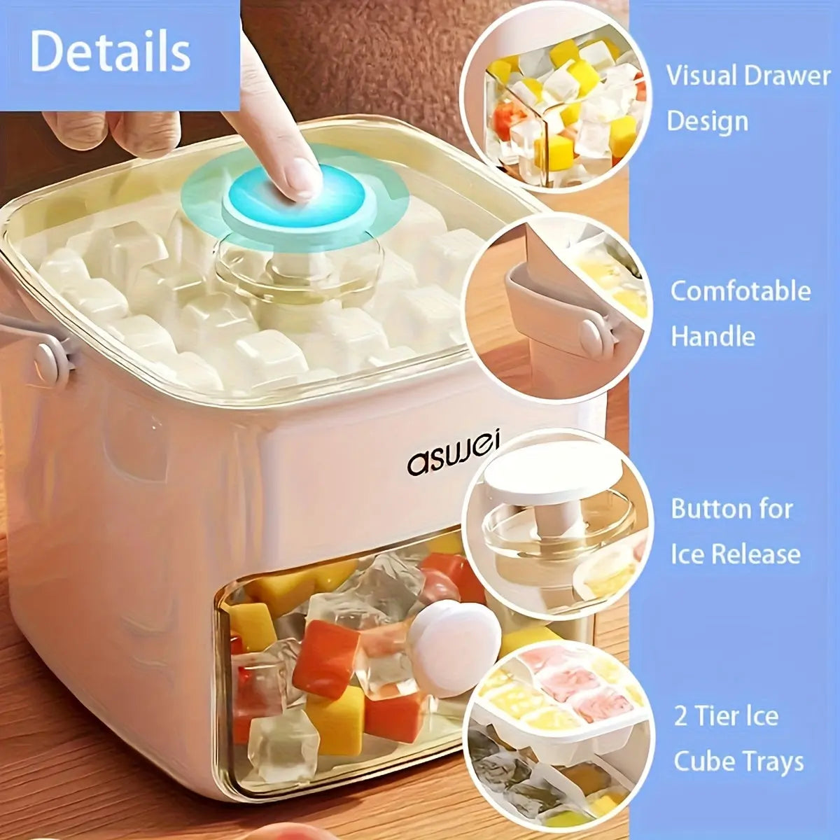 FrostEase | Easy-Press Ice Cube Tray Set – 48-Cube Freezer Mold with Storage Box TARHUS  Electronics & Gadgets