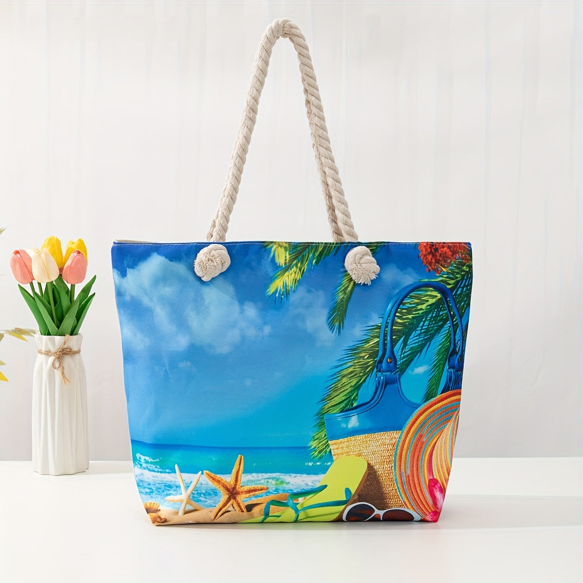 Calista | Bohemian Chic Beach Tote Bag – Spacious & Stylish with Zipper TARHUS  Tote Bag