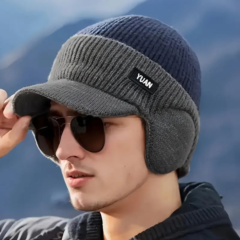 Men’s Winter Beanie with Ear Flaps – Warm Knit Outdoor Hat - TARHUS