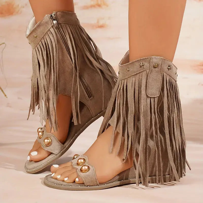 Sedona | Fringe Sandals – Boho Comfort Sandals with Arch Support TARHUS  Women's Shoes