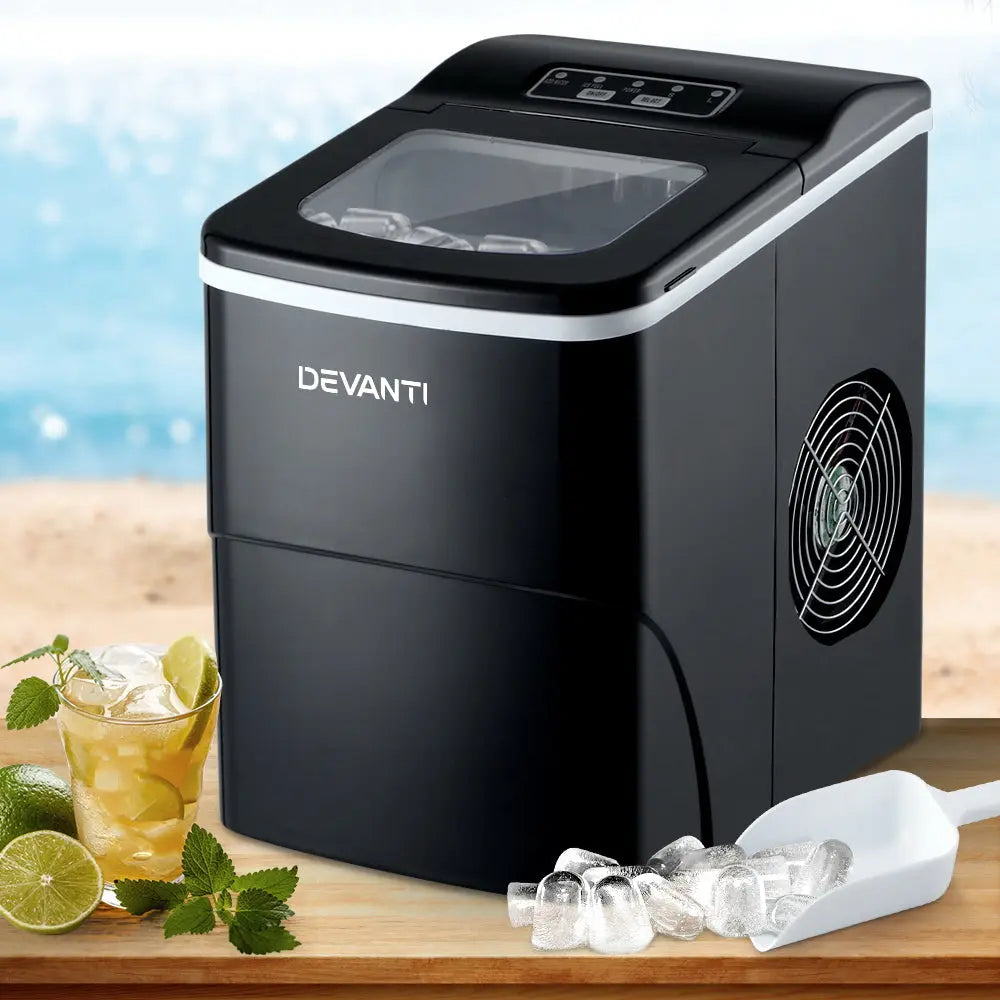 Devanti | 12kg Portable Ice Maker Machine – Countertop 2L Black Ice Cube Tray TARHUS  Electronics & Gadgets
