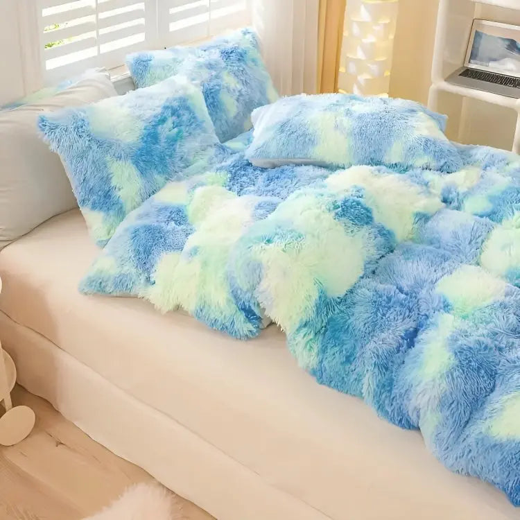 Calming Tie-Dye Plush Duvet Cover + 2 Pillow Cases - TARHUS