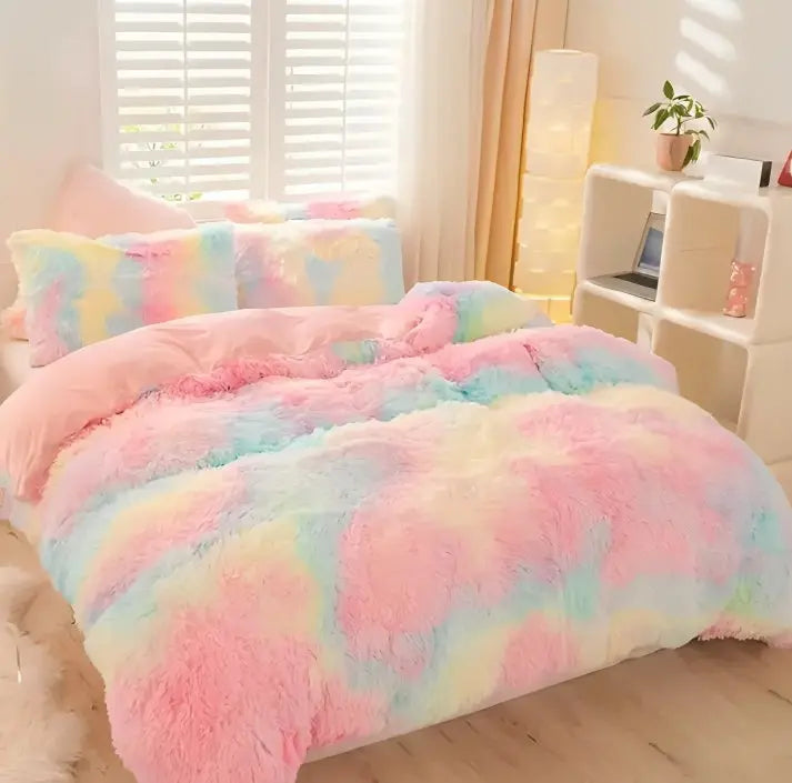 Calming Tie-Dye Plush Duvet Cover + 2 Pillow Cases - TARHUS
