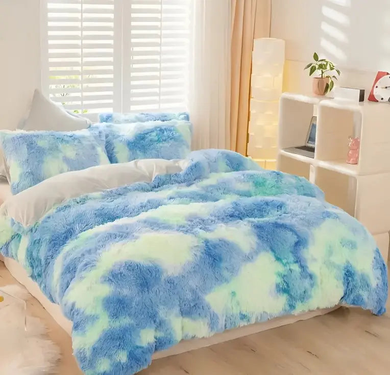 Calming Tie-Dye Plush Duvet Cover + 2 Pillow Cases - TARHUS