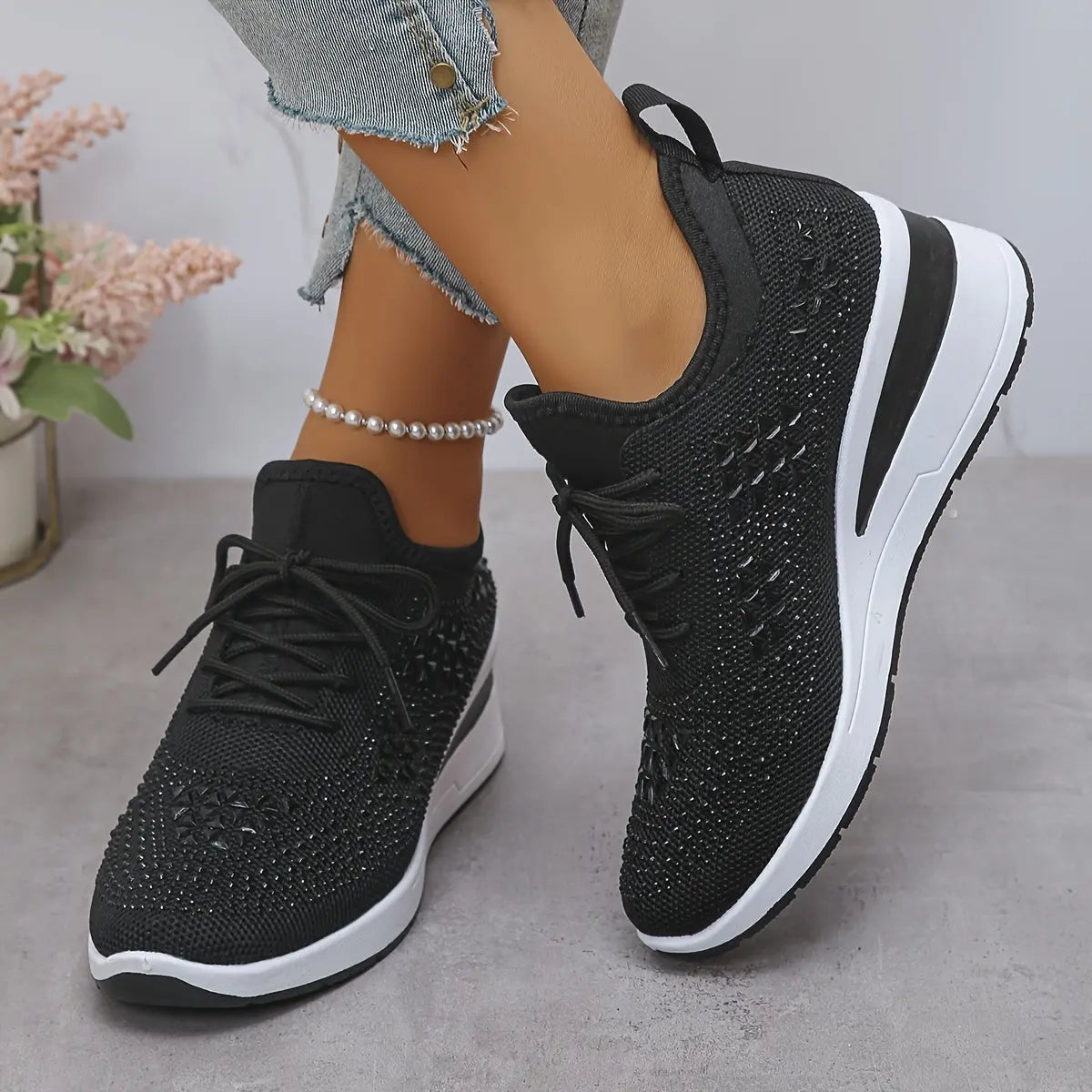 Women’s Orthopedic Fashion Sneakers – Breathable Walking Shoes with Rhinestone TARHUS  Women Shoes