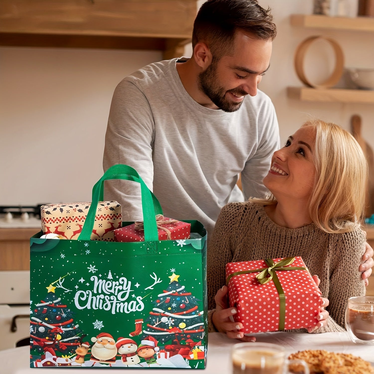 Large Reusable Christmas Gift Bags with Handles – Festive Non-Woven Holiday Totes TARHUS  Christmas