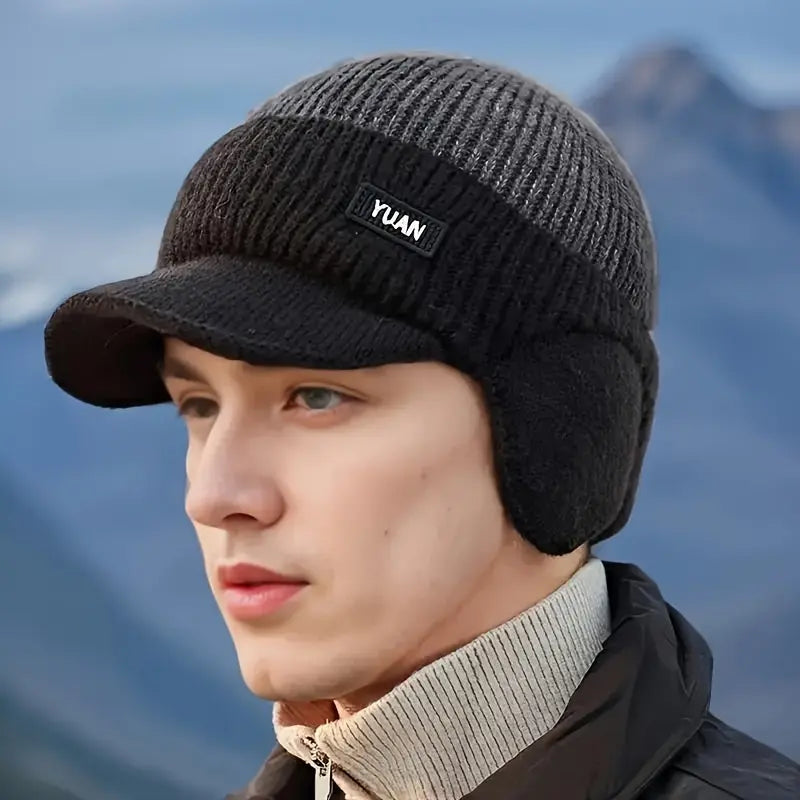 Men’s Winter Beanie with Ear Flaps – Warm Knit Outdoor Hat - TARHUS