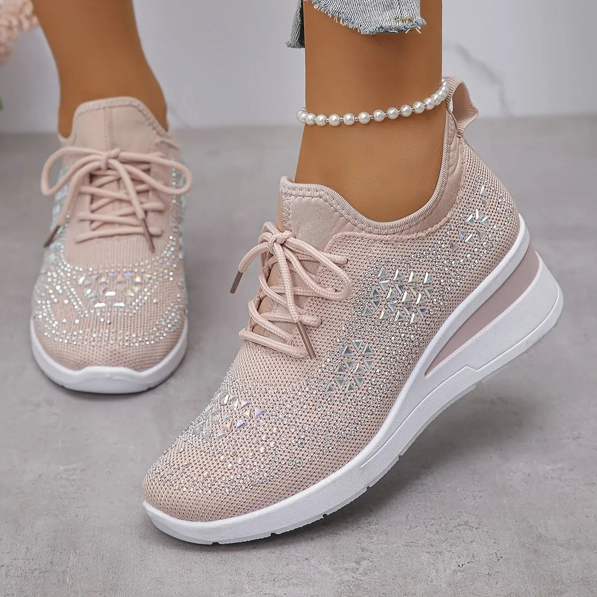 Women’s Orthopedic Fashion Sneakers – Breathable Walking Shoes with Rhinestone TARHUS  Women Shoes
