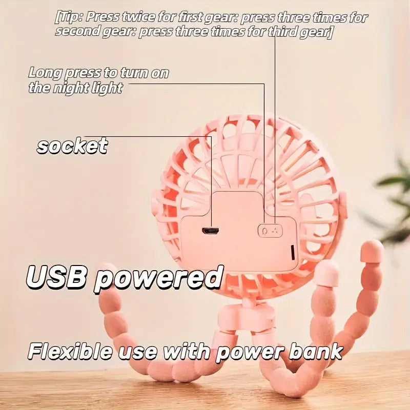 Portable USB Rechargeable Octopus Fan – Flexible Handheld Electric Mini Fan for Desk TARHUS  Electronics & Gadgets