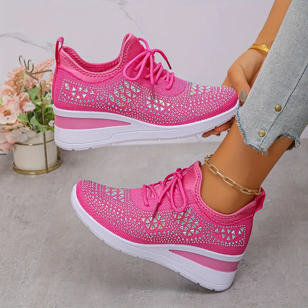 Women’s Orthopedic Fashion Sneakers – Breathable Walking Shoes with Rhinestone TARHUS  Women Shoes