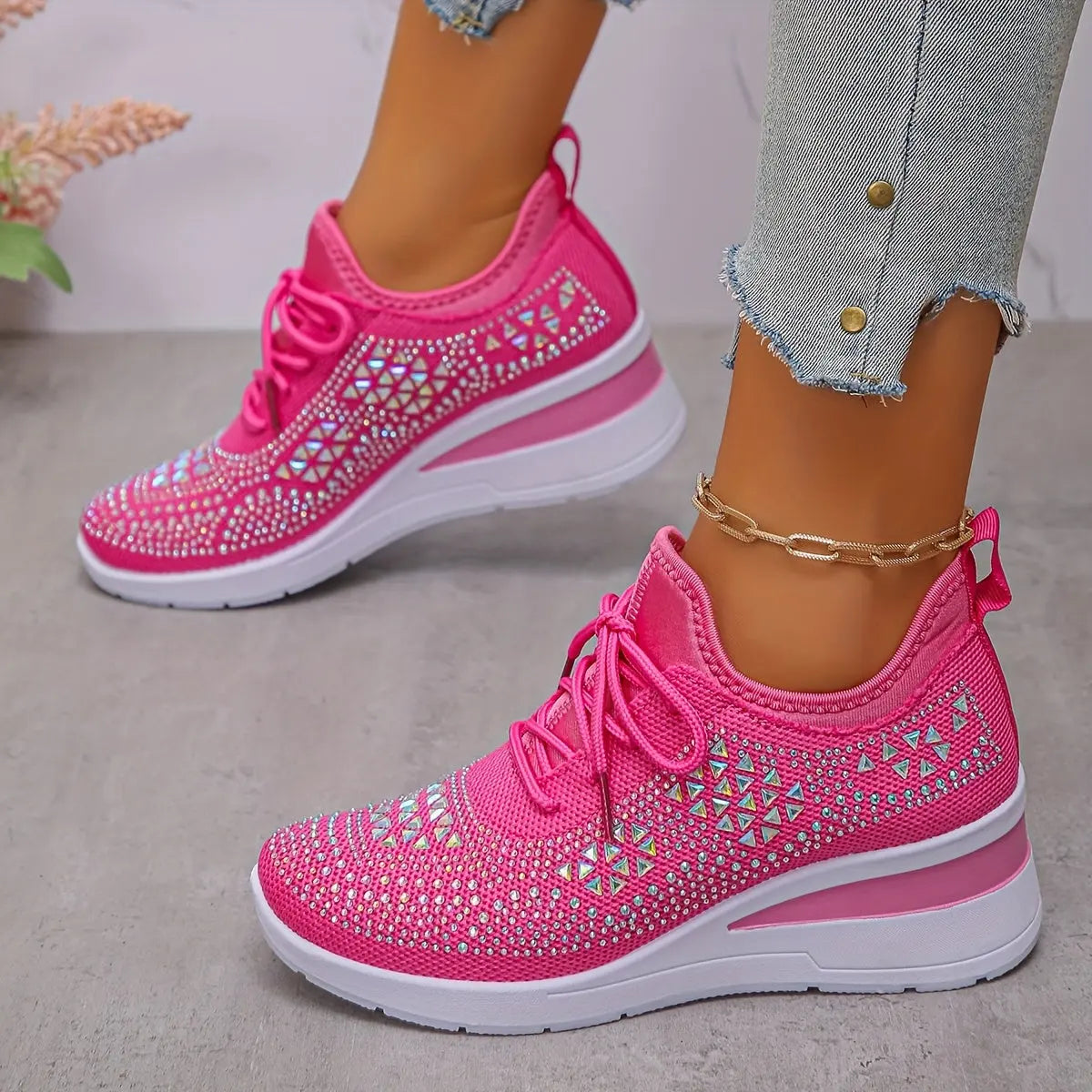 Women’s Orthopedic Fashion Sneakers – Breathable Walking Shoes with Rhinestone TARHUS  Women Shoes