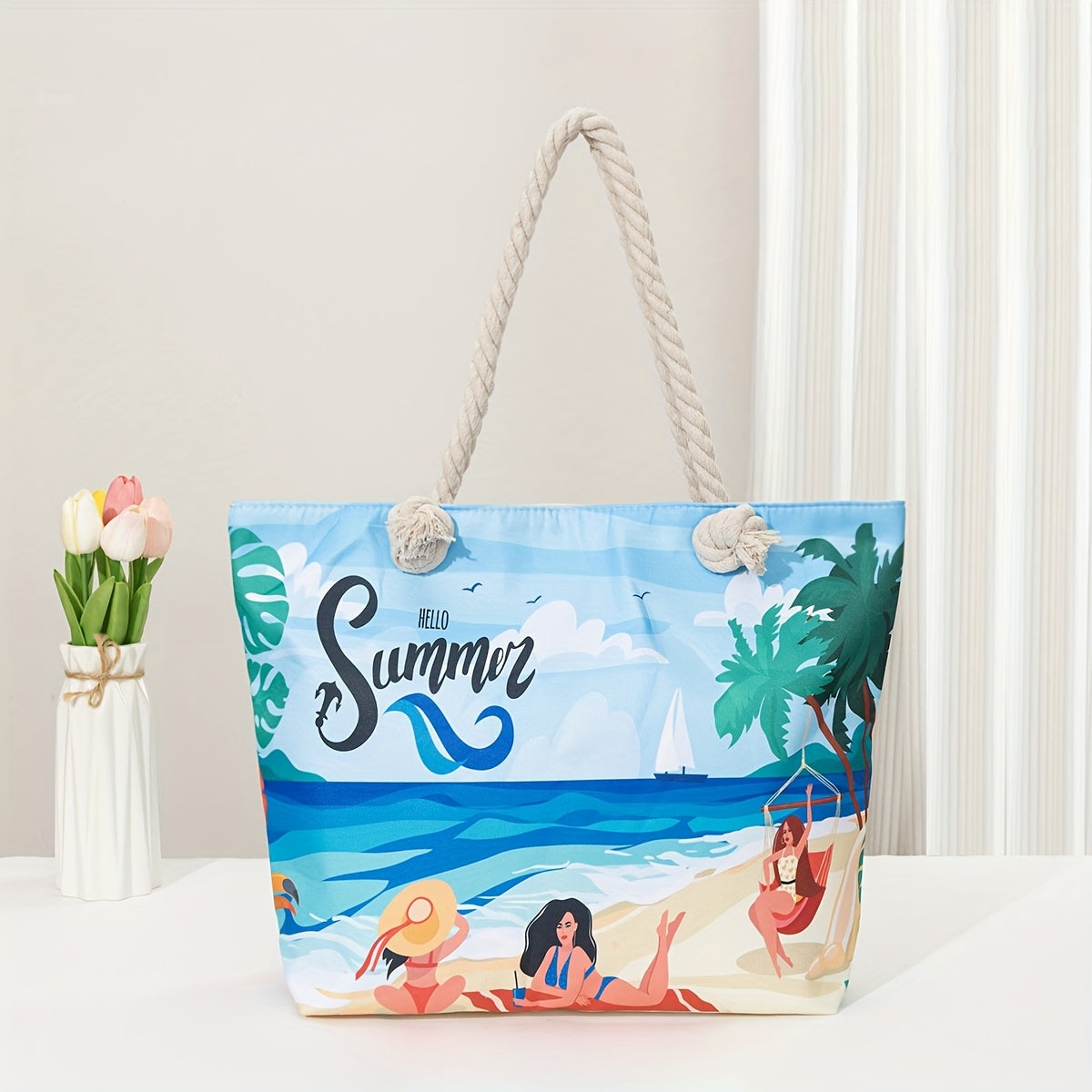 Amara | Blue Mandala Print Tote Bag – Casual Rope Handle Shoulder Bag TARHUS  Shoulder Bag