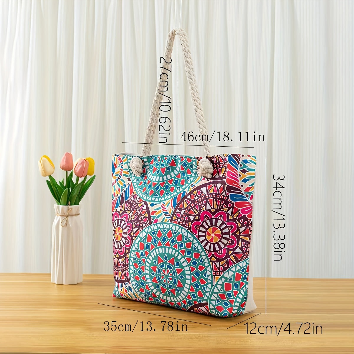 Amara | Blue Mandala Print Tote Bag – Casual Rope Handle Shoulder Bag TARHUS  Shoulder Bag