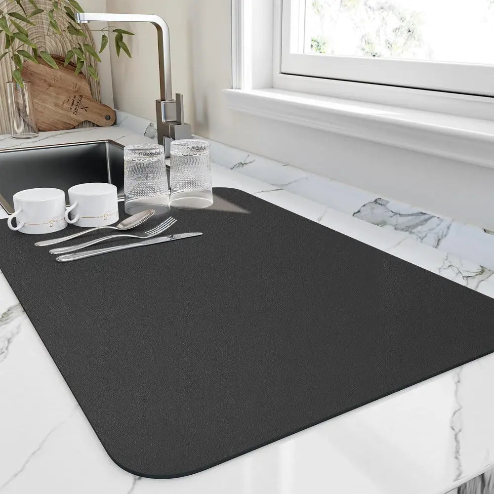 Quick Dry Dish Mat | Ultra Absorbent – Space-Saving Kitchen Essential TARHUS  Kitchen Mats