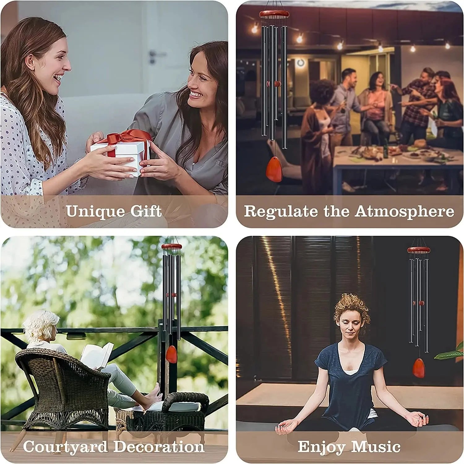 Deep Tone Wind Chimes for Garden or Patio – Large Tuned Metal Wind Bells with Soothing Resonant Sound - TARHUS