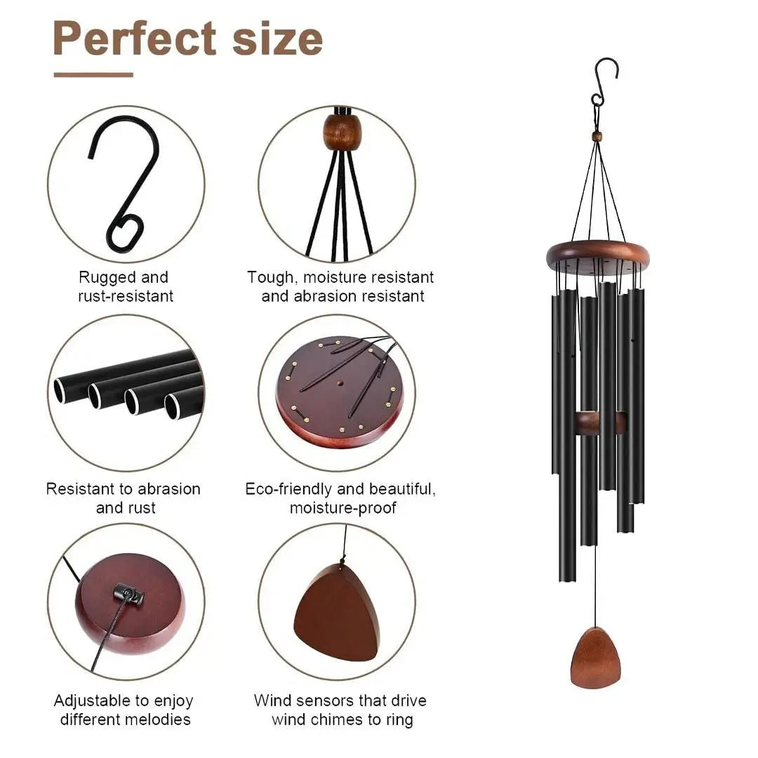 Deep Tone Wind Chimes for Garden or Patio – Large Tuned Metal Wind Bells with Soothing Resonant Sound - TARHUS
