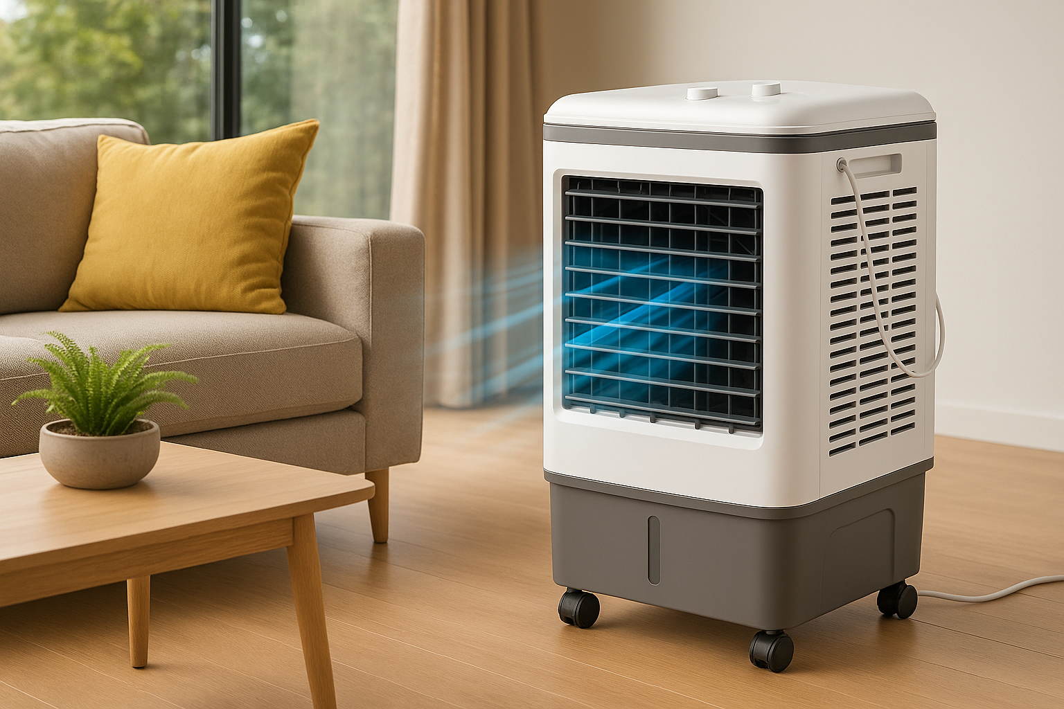 AeroCool | Industrial 4-in-1 Evaporative Cooler – 9740 CFM Air Fan with 12-Gallon Tank & Easy-Roll Wheels | High Volume Cooling | For Garages & Workshops TARHUS  Air Cooler