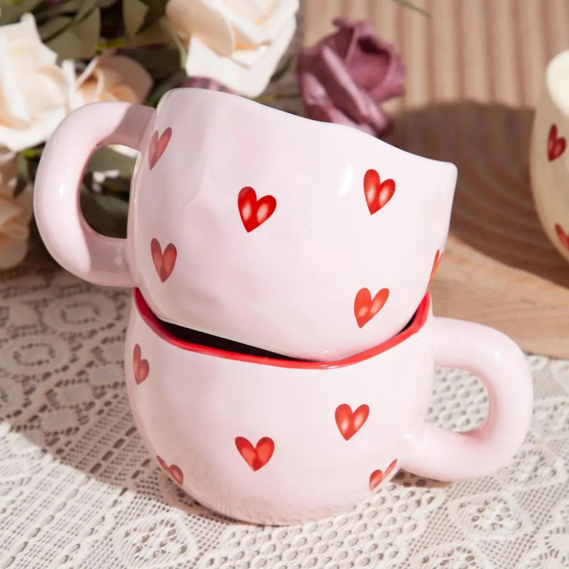 Heart Print Mug | Ceramic Coffee Cup – Cozy Daily Charm TARHUS  kitchen & dining