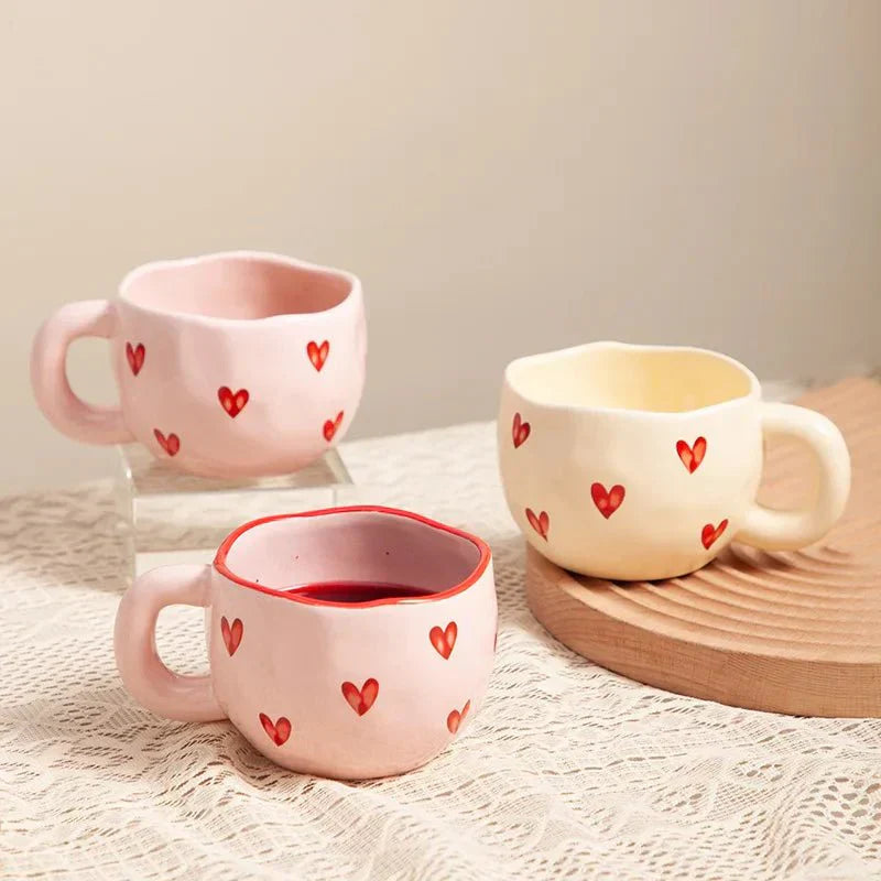 Heart Print Mug | Ceramic Coffee Cup – Cozy Daily Charm TARHUS  kitchen & dining