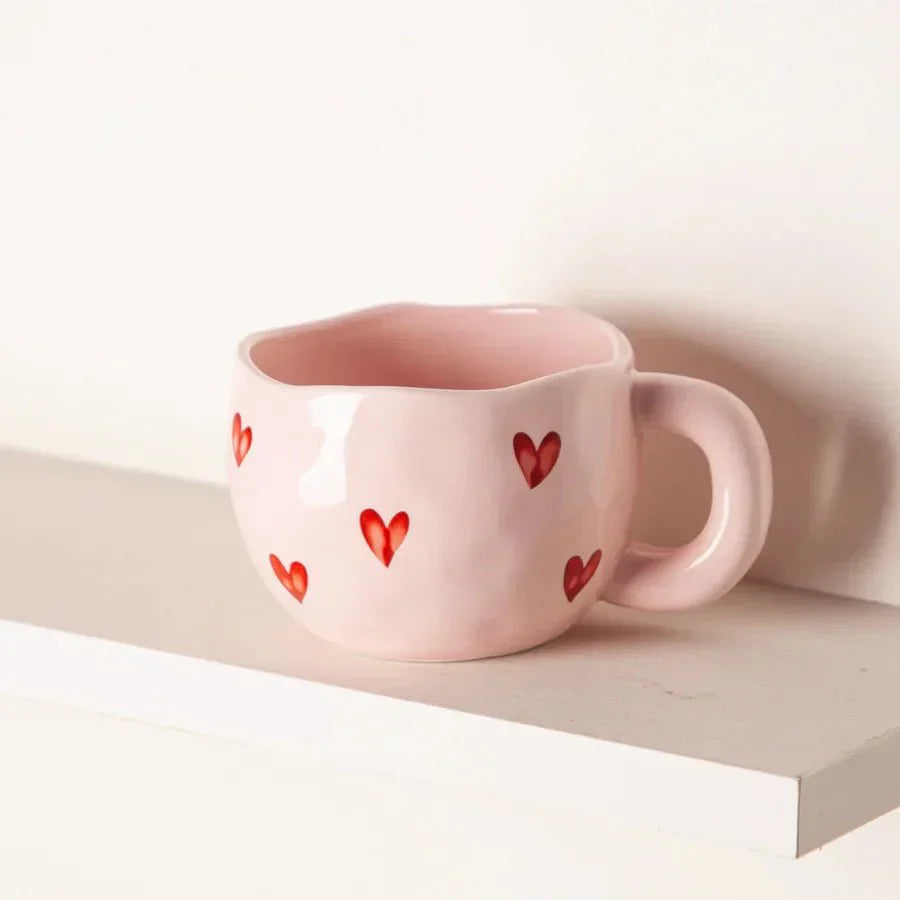 Heart Print Mug | Ceramic Coffee Cup – Cozy Daily Charm TARHUS  kitchen & dining
