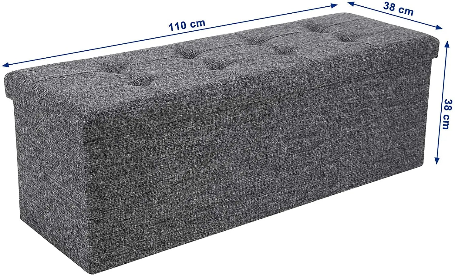 Storage Ottoman Bench Fabric Large - Grey - TARHUS